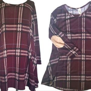 Lovely J. Red Plaid Long Sleeve Dress - 3XL